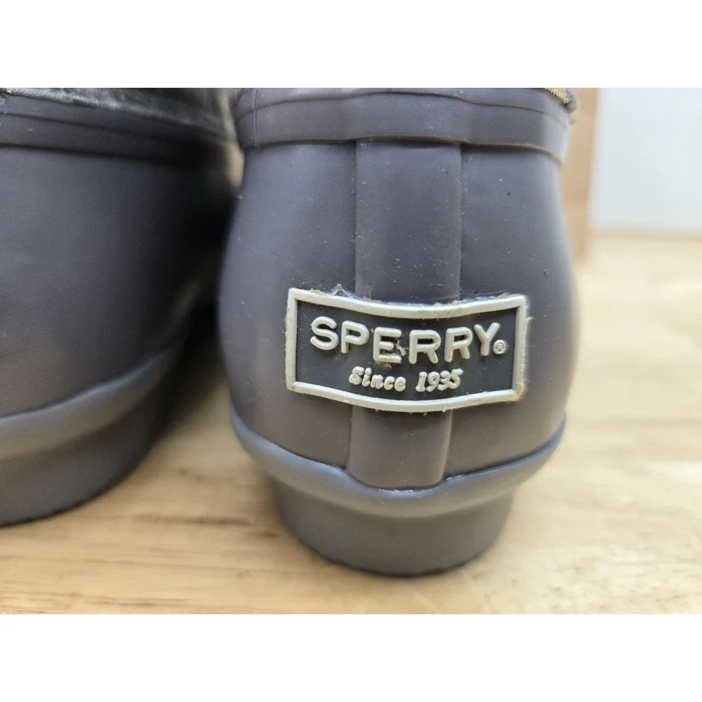 Sperry Women's Saltwater Silver LEOJAC Waterproof Duck Boots Size 8.5 M